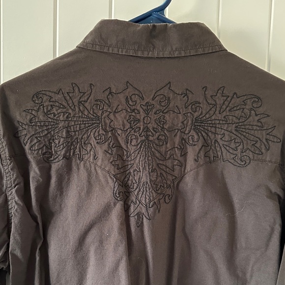 Men's Brown Western Pearl Snap Shirt - Picture 3 of 6